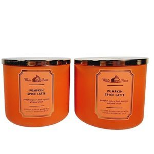 2 PUMPKIN SPICE LATTE Bath & Body Works 3 Wick 14.5oz Large Candle NEW